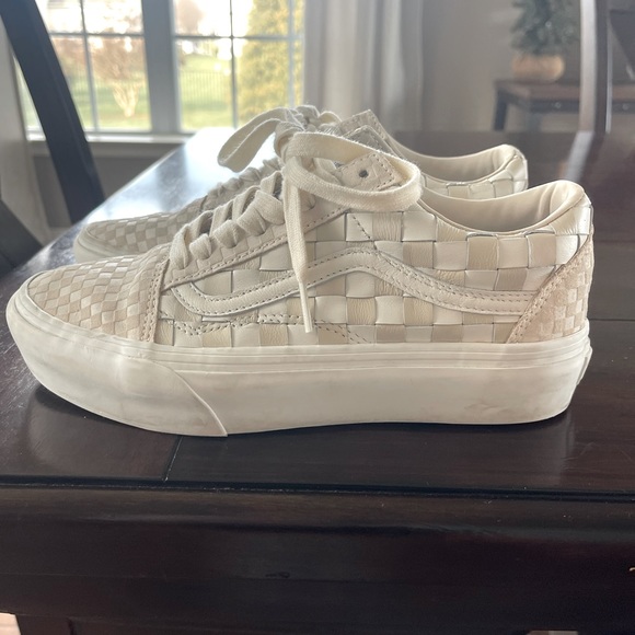 Checkered Vans - Cream - Picture 1 of 3